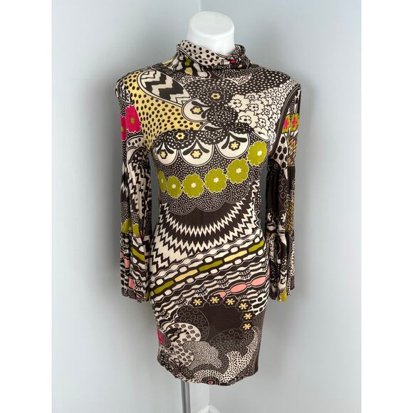 Missoni Multi-color Patterned Bell Sleeve Dress Groovy Funky Psychedelic 6 - Picture 1 of 10